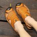 Men Comfy Anti Collision Toe Hollow Outs Leather Two Way Wear Sandals Beach Shoes Men Comfy Anti Collision Toe Hollow Outs Leather Two Way Wear Sandals Beach Shoes