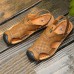 Men Comfy Anti Collision Toe Hollow Outs Leather Two Way Wear Sandals Beach Shoes Men Comfy Anti Collision Toe Hollow Outs Leather Two Way Wear Sandals Beach Shoes
