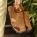 Men Comfy Anti Collision Toe Hollow Outs Leather Two Way Wear Sandals Beach Shoes Men Comfy Anti Collision Toe Hollow Outs Leather Two Way Wear Sandals Beach Shoes