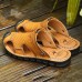 Men Comfy Anti Collision Toe Hollow Outs Leather Two Way Wear Sandals Beach Shoes Men Comfy Anti Collision Toe Hollow Outs Leather Two Way Wear Sandals Beach Shoes