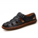 Large Size Men Soft Cow Leather Hand Stitching Hook Loop Sandals Large Size Men Soft Cow Leather Hand Stitching Hook Loop Sandals