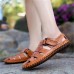 Large Size Men Soft Cow Leather Hand Stitching Hook Loop Sandals Large Size Men Soft Cow Leather Hand Stitching Hook Loop Sandals