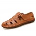 Large Size Men Soft Cow Leather Hand Stitching Hook Loop Sandals Large Size Men Soft Cow Leather Hand Stitching Hook Loop Sandals