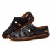Large Size Men Soft Cow Leather Hand Stitching Hook Loop Sandals Large Size Men Soft Cow Leather Hand Stitching Hook Loop Sandals