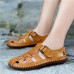 Large Size Men Soft Cow Leather Hand Stitching Hook Loop Sandals Large Size Men Soft Cow Leather Hand Stitching Hook Loop Sandals