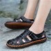 Large Size Men Soft Cow Leather Hand Stitching Hook Loop Sandals Large Size Men Soft Cow Leather Hand Stitching Hook Loop Sandals