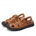 Men Slip-on Hand Stitching Genuine Leather Beach Sandals Men Slip-on Hand Stitching Genuine Leather Beach Sandals