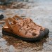 Men Slip-on Hand Stitching Genuine Leather Beach Sandals Men Slip-on Hand Stitching Genuine Leather Beach Sandals