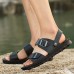 Men Comfy Breathable Genuine Leather Beach Sandals Two Way Wear Shoes Men Comfy Breathable Genuine Leather Beach Sandals Two Way Wear Shoes