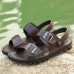 Men Comfy Breathable Genuine Leather Beach Sandals Two Way Wear Shoes Men Comfy Breathable Genuine Leather Beach Sandals Two Way Wear Shoes