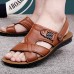 US Size 6.5-11.5 Men Genuine Leather Flat Sandals Beach Slippers Shoes US Size 6.5-11.5 Men Genuine Leather Flat Sandals Beach Slippers Shoes