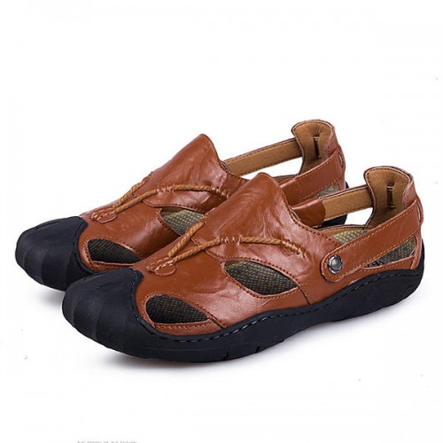 Men Comfortable Anti Collision Toe Genuine Leather Sandals Shoes Men Comfortable Anti Collision Toe Genuine Leather Sandals Shoes