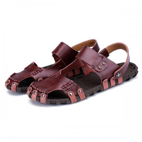 Comfy Men Casual Buckle Stitching Hollow Outs Leather Sandals Shoes Comfy Men Casual Buckle Stitching Hollow Outs Leather Sandals Shoes