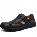 Hand Stitching Lifted Toe Hook Genuine Leather Sandals Hand Stitching Lifted Toe Hook Genuine Leather Sandals