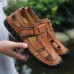Hand Stitching Lifted Toe Hook Genuine Leather Sandals Hand Stitching Lifted Toe Hook Genuine Leather Sandals