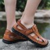 Hand Stitching Lifted Toe Hook Genuine Leather Sandals Hand Stitching Lifted Toe Hook Genuine Leather Sandals
