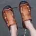 Hand Stitching Lifted Toe Hook Genuine Leather Sandals Hand Stitching Lifted Toe Hook Genuine Leather Sandals