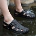 Hand Stitching Lifted Toe Hook Genuine Leather Sandals Hand Stitching Lifted Toe Hook Genuine Leather Sandals