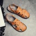Men Summer Comfy Genuine Leather Two Way Wear Sandals Beach Shoes Slippers Men Summer Comfy Genuine Leather Two Way Wear Sandals Beach Shoes Slippers
