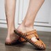 Men Summer Comfy Genuine Leather Two Way Wear Sandals Beach Shoes Slippers Men Summer Comfy Genuine Leather Two Way Wear Sandals Beach Shoes Slippers