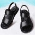 Men Soft Sole Genuine Leather Two Way Wear Sandals Beach Shoes Men Soft Sole Genuine Leather Two Way Wear Sandals Beach Shoes