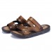 Men Comfy Two Way Wear Leather Sandals Beach Slippers Sandals