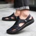 Menico Men Hand Stitching Hollow Out Leather Sandals Menico Men Hand Stitching Hollow Out Leather Sandals