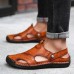 Menico Men Hand Stitching Hollow Out Leather Sandals Menico Men Hand Stitching Hollow Out Leather Sandals