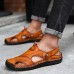 Menico Men Hand Stitching Hollow Out Leather Sandals Menico Men Hand Stitching Hollow Out Leather Sandals