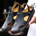 Menico Men Hand Stitching Hollow Out Leather Sandals Menico Men Hand Stitching Hollow Out Leather Sandals