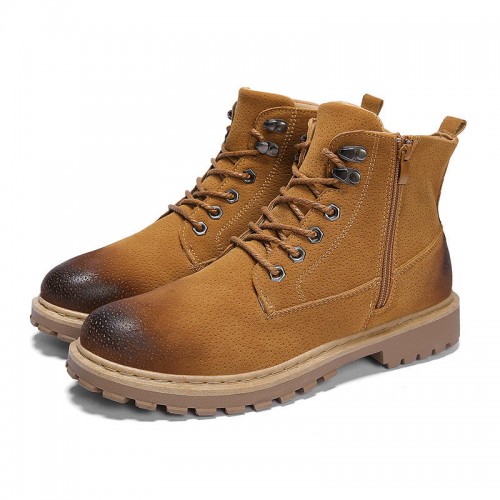 Men Casual Side Zipper Lace Up Ankle Boots Men Casual Side Zipper Lace Up Ankle Boots