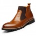 Men Comfortable Genuine Leather Elastic Band Ankle Boots Men Comfortable Genuine Leather Elastic Band Ankle Boots