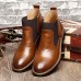 Men Comfortable Genuine Leather Elastic Band Ankle Boots Men Comfortable Genuine Leather Elastic Band Ankle Boots