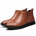 Comfy Brogue Style Ankle Boots Classic Elastic Band Genuine Leather Boots for Men Comfy Brogue Style Ankle Boots Classic Elastic Band Genuine Leather Boots for Men