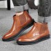 Comfy Brogue Style Ankle Boots Classic Elastic Band Genuine Leather Boots for Men Comfy Brogue Style Ankle Boots Classic Elastic Band Genuine Leather Boots for Men