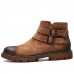 Men Casual Comfy Buckle Side Zipper Genuine Leather Ankle Boots Men Casual Comfy Buckle Side Zipper Genuine Leather Ankle Boots