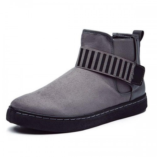Men Hook Loop Stripe Elastic Band Comfortable Suede Ankle Boots Men Hook Loop Stripe Elastic Band Comfortable Suede Ankle Boots