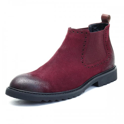 Men Soft Casual Business Elastic Band Comfy Suede Leather Ankle Boots Men Soft Casual Business Elastic Band Comfy Suede Leather Ankle Boots