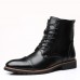 Men Brogue Classic Cowboy Lace Up Mid-calf Boots Men Brogue Classic Cowboy Lace Up Mid-calf Boots