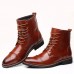 Men Brogue Classic Cowboy Lace Up Mid-calf Boots Men Brogue Classic Cowboy Lace Up Mid-calf Boots