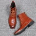 Men Brogue Classic Cowboy Lace Up Mid-calf Boots Men Brogue Classic Cowboy Lace Up Mid-calf Boots