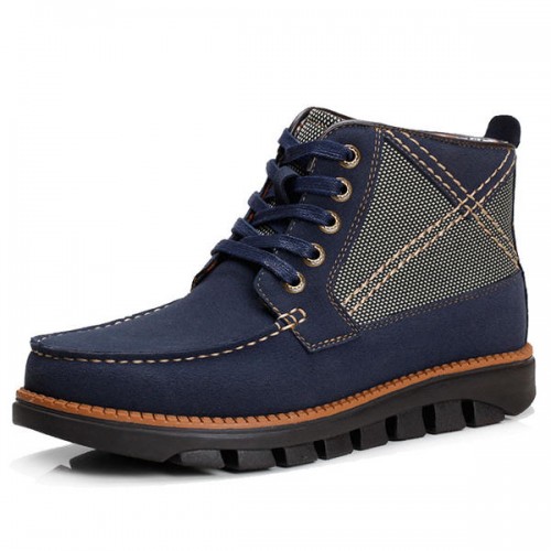 Men Comfortable Hand Stitching Plaid High Top Boots Men Comfortable Hand Stitching Plaid High Top Boots