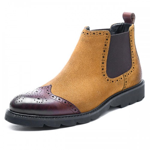 US Size 6.5-11 Men Casual Business Brogue Style Cap Toe Comfy Soft Suede Leather Boots US Size 6.5-11 Men Casual Business Brogue Style Cap Toe Comfy Soft Suede Leather Boots