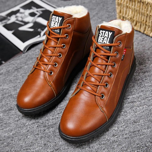 Men Casual Soft Wool Lining Lace Up Ankle Boots Men Casual Soft Wool Lining Lace Up Ankle Boots