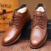 Lace Up Shoes Crocodile Pattern Pointed Toe Leather Short Boots For Men Lace Up Shoes Crocodile Pattern Pointed Toe Leather Short Boots For Men