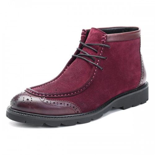 Men Casual Business Suede Genuine Leather Brogue Style Lace Up Boots Men Casual Business Suede Genuine Leather Brogue Style Lace Up Boots