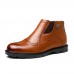 Men Brogue Carved Side Zipper Microfiber Ankle Boots Men Brogue Carved Side Zipper Microfiber Ankle Boots