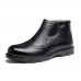 Men Brogue Carved Side Zipper Microfiber Ankle Boots Men Brogue Carved Side Zipper Microfiber Ankle Boots