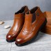 Men Brogue Carved Side Zipper Microfiber Ankle Boots Men Brogue Carved Side Zipper Microfiber Ankle Boots