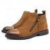 Men Casual Elegant Cap Toe Suede Genuine Leather Side Zipper Boots Men Casual Elegant Cap Toe Suede Genuine Leather Side Zipper Boots